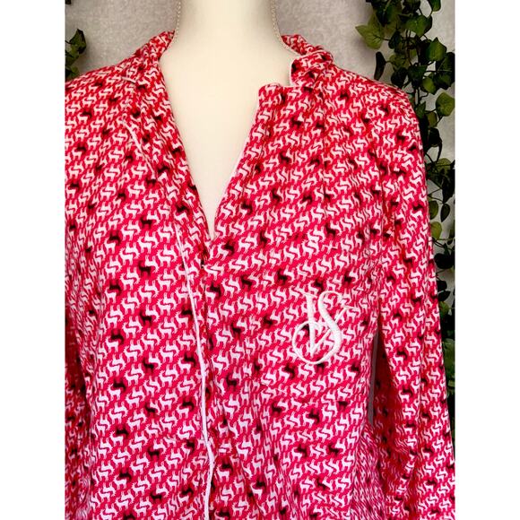 Victoria's Secret The Dreamer Red White Reindeer Print Flannel Pajama Set Small - Picture 4 of 11